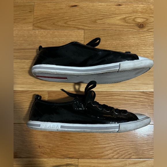 Black Patent leather Prada Sneakers, size 8.5 - Picture 2 of 6